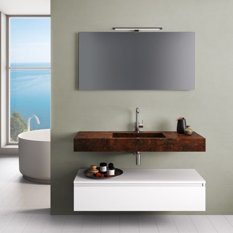 Ensemble de salle de bain 5 pièces YOKA noir corten/blanc