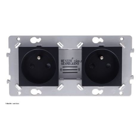 Prise de courant double 2P+T Hager Essensya Finition: Anthracite