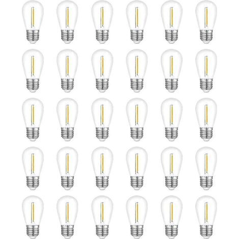 Lot de 30 ampoules pour guirlande lumineuse d'extérieur, ampoules de rechange étanches S14, culot E26, blanc chaud (LGL)-AquaForge (1/4)