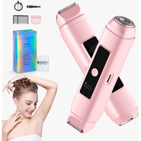 Rasoio elettrico da donna per zona bikini con display a LED, rasatura a secco, ideale per pelli sensibili, gambe e braccia, da usare prima di indossare il costume da bagno. (1/5)