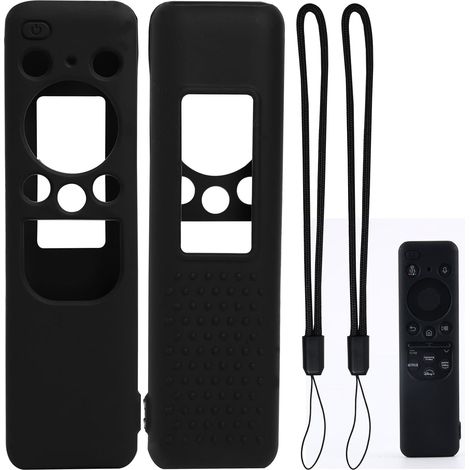 Lot de 2 Coques compatibles avec télécommande Samsung 2023, pour TM2360E, BN59-01432A, BN59-01432J, Coque de télécommande en Silicone antidérapante pour télécommande Smart TV, Noir (1/5)
