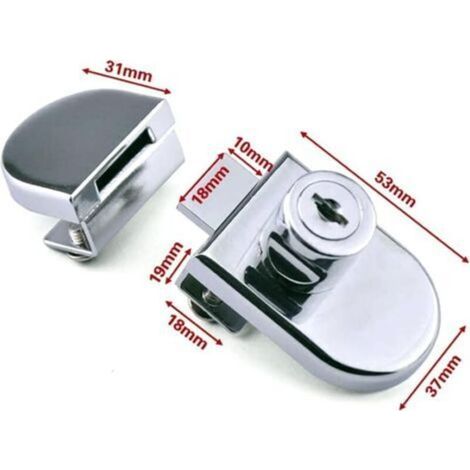 Lot de 4 serrures pour vitrine en verre à goupille unique, adaptées aux portes en verre de 5 à 8 mm avec 2 clés, aucun perçage requis. (1/3)