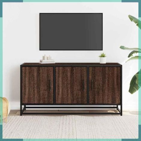 Meuble TV - 848833 - chêne marron - bois d'ingénierie et métal - 100x35x50 cm (1/5)