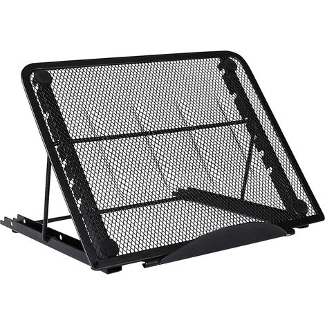 Soporte ergonómico y ventilado para portátil, ajustable, de acero inoxidable, para MacBook, Dell, XPS y HP, color negro.