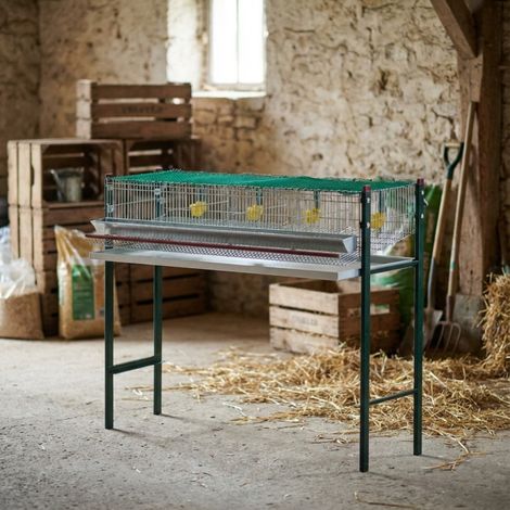 Verzinkter Vogelkäfig mit 4 Abteilen, mit Futtertrögen und Tränken, 105x47x90 cm