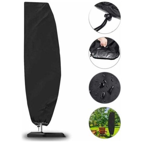 Sonnenschirmhülle, 210D Gartenschirmhülle für 2-4m 210D Großer Ampelschirm, Wasserdichte Sonnenschirmhülle Outdoor Sonnenschirmhülle Schwarz, 205 x 57 x 48/25 cm