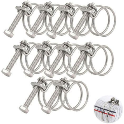 Lot de 10 colliers de serrage à double fil de 36 à 40 mm, colliers de serrage en acier inoxydable 201, fixation universelle pour tuyau de plomberie, anneau de tuyau réglable