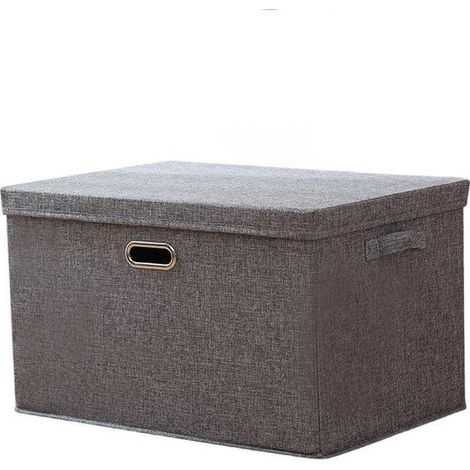 Aufbewahrungsbox mit Deckel – faltbar – waschbar – Stoffbox – 32 x 24 x 18 cm – Dunkelgrau (1/5)