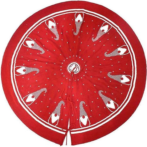 Jupe de sapin de Noël 48 pouces, double face, motif gnome, pour décorations de Noël rustiques, d'hiver et de Nouvel An (1/5)