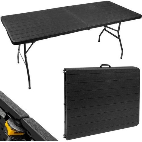 Mesa de jardín plegable negra 180cm (1/5)