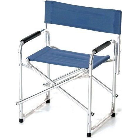 Sedia regista blu pieghevole struttura alluminio piscina mare giardino (1/6)