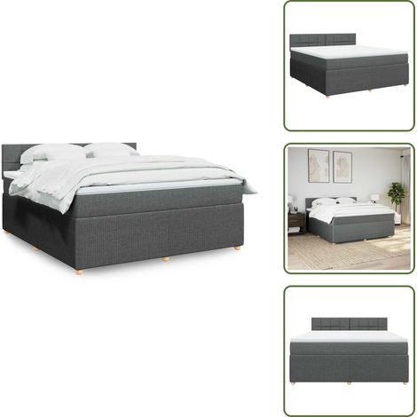 Sommier à lattes de lit avec matelas Gris foncé 180x200cm Tissu - Sommier À Lattes De Lit - Sommiers À Lattes De Lit - Lit - Meuble De Chambre À Coucher (1/5)