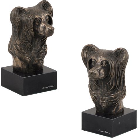 Cane crestato cinese - statuetta, busto su base di pietra, scultura, trofeo per una mostra canina di Art-Dog (1/5)