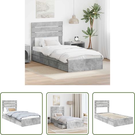 vidaXL Tête de lit - Lit de Rangement Gris béton 90 x 190 cm Bois d'ingénierie (1/5)