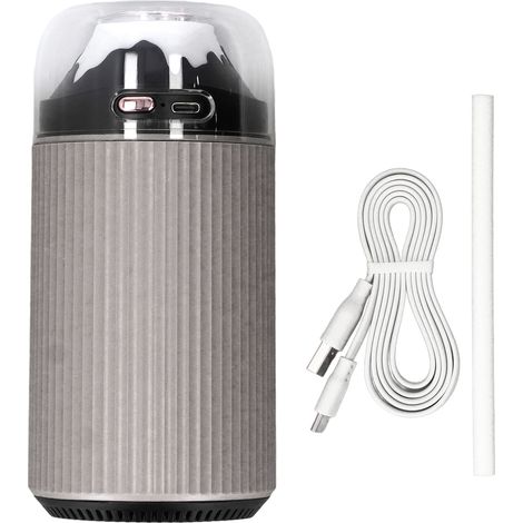 Mini Humidificateur USB 300ml avec Veilleuse - Brumisateur Portable pour Voiture et Bureau, 5V Gris (1/5)