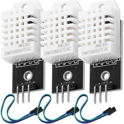 Lot de 3 Capteurs de Température et d'Humidité DHT22 avec Câbles Compatible Arduino (1/4)