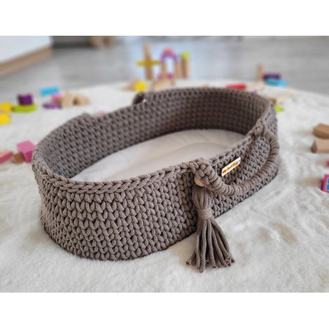 Cesta porta-bambole in cotone stile boho - color moka (1/5)