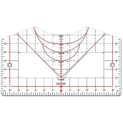 RèGle de T-Shirt pour L'Alignement Design Centré Outil Mesure Acrylique Toutes les Tailles (1/4)