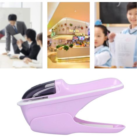 Agrafeuse sans agrafes pour documents de bureau, mini-agrafeuse de bureau en ABS écologique et sûre, petite agrafeuse portative, violette (1/5)