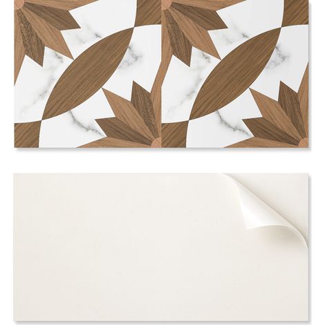 Panel de vinilo autoadhesivo para habitaci贸n de adolescente, 100x50 cm, estampado geom茅trico con madera.