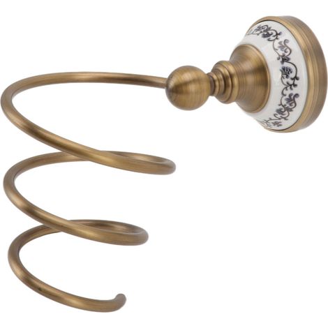 Antiker Retro-Haartrocknerhalter aus Messing, Hängeregal für Badezimmer-Aufbewahrungsaccessoires (1/5)
