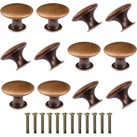 Poignées de meubles vintage - pour armoires et tiroirs - 12 pièces - bronze rouge - 30 mm (1/5)