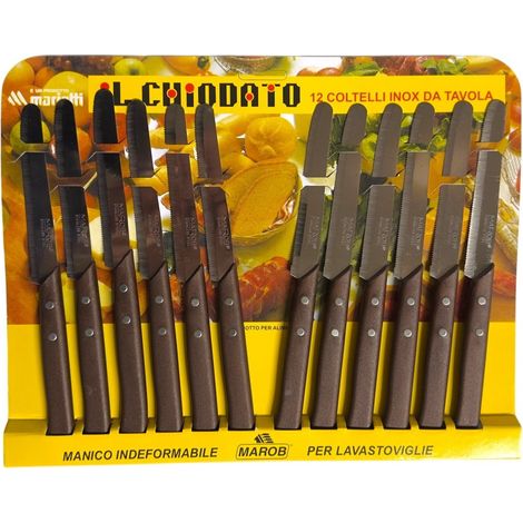 Marietti il Chiodato set 12 coltelli carne marrone inox