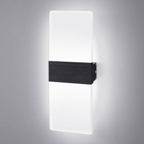 Indoor LED Wall Light 12W Cool White Wall Light Living Room 6500K Black Modern Acrylic Metal Interior Wall Lamp for Hallway Staircase Bedroom (1/5)