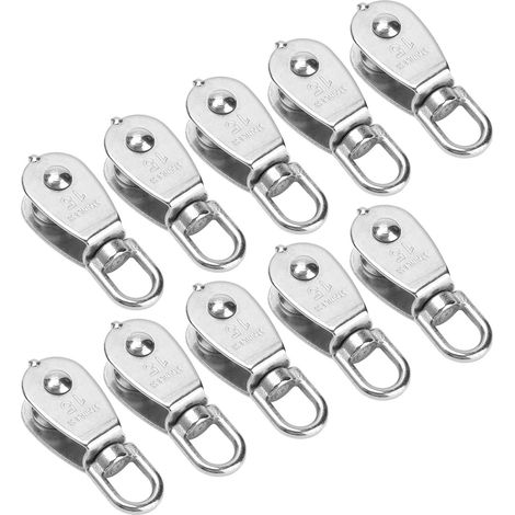 10 poulies simples pour grue, câble en acier inoxydable, crochet de levage, roue de remorquage suspendue M15 (1/5)