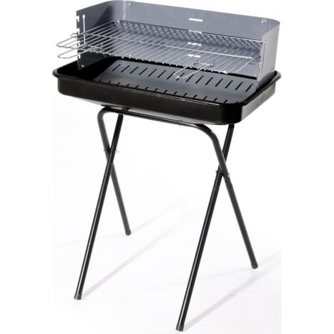 VERDELOOK Griglia di Cottura in Acciaio Inox, 58x36x85 cm, Dotata di paravento Laterale