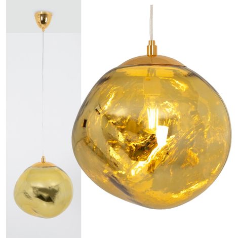 Lustre suspendu abat-jour verre métallisé Doré douilleE27 40W 230V IP20