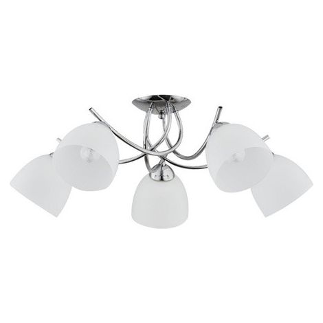 Alfa MARISA Modern Chrome Ceiling Light Fixture, 5-Light Flush Mount, Metal & Glass, 5xE27 Max 15W, Dimmable with Suitable Bulbs, 65cm Wide for Living Room (1/2)