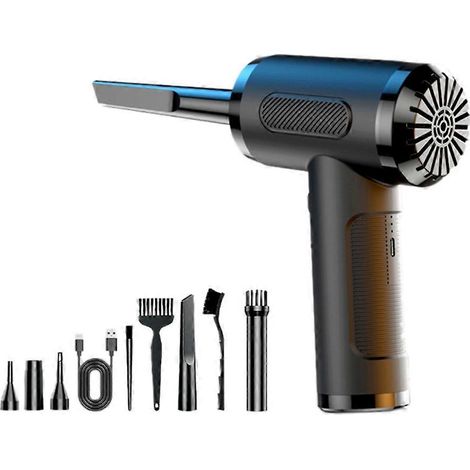 Aspirateur à air comprimé, kit de nettoyage portable rechargeable, petit sèche-cheveux électrique sans fil avec 3 vitesses de ventilation (1/5)