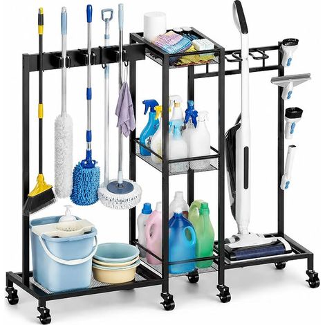 Chariot Organisateur Ménage Acier pour Cellier Buanderie (1/5)