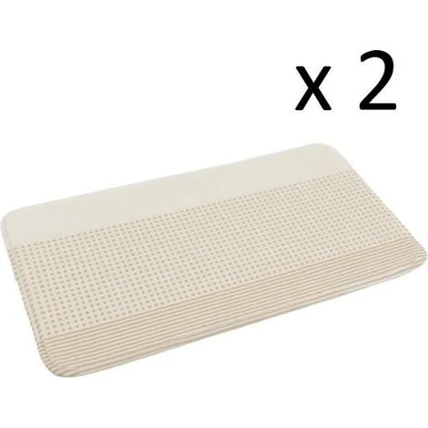 Lot de 2 tapis de bain antidérapant, tapis salle de bain en microfibre coloris beige - Longueur 70 x Profondeur 45 cm-JUANIO (1/3)