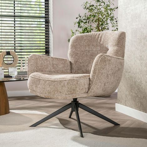 Fauteuil salon pivotant beige à dossier souple ASCOLI (1/5)