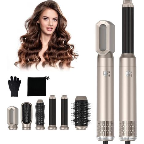 Seche Cheveux 6 en 1, 1000w Brosse Soufflante Hair Styler,Brosse de Sèche - Cheveux Multifonction,Pour Cheveux Bouclés et Lissés,Température Vitesse du vent Réglable (1/4)