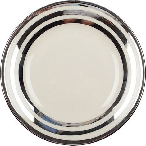 Assiette à Dessert Ronde en Verre avec Triple Filet Argenté Coloris Argent Mat Ø 18 cm - PANGIVO (1/2)