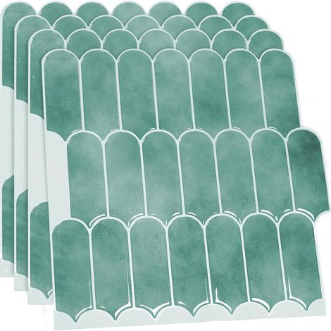 Grüne Marmor-PVC-Fliesenaufkleber, 4er-Pack 3D-Wandaufkleber, 30 cm (12 Zoll), geeignet für Küche und Bad (1/5)