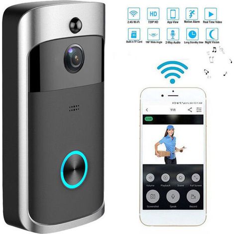 Sonnette vidéo intelligente sans fil HD 720p grand angle avec application mobile bidirectionnelle pour la sécurité de votre domicile.-AquaForge