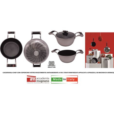 Casseruola Antiaderente ad Induzione Chef Antigraffio con Coperchio 24 cm