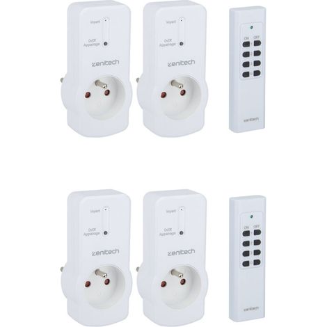 Lot de 4 prises 10A 2P+T télécommandées - (1/2)