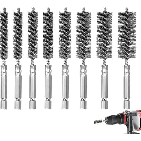 Brosse métallique pour perceuse, brosse pour perceuse, brosse de nettoyage, brosse pour tuyau de chaudière, brosse pour tuyau de chauffage, brosses métalliques cylindriques à main
