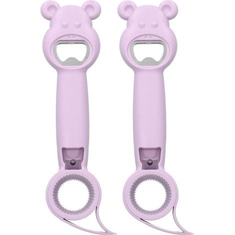 2 Pièces Ouvre-Boîte 4 en 1 Portable, Ouvre-Bouteille Universel pour Boissons Gazeuses - Violet (1/5)