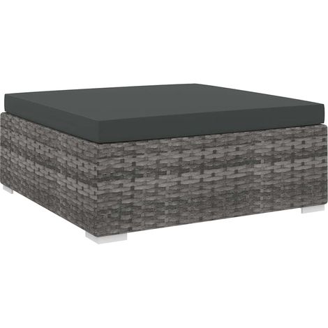 vidaXL Reposapiés seccional con cojín 1 uds ratán sintético gris (1/4)
