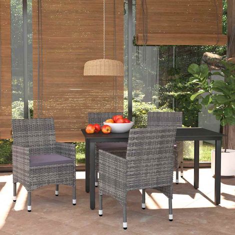 Ensemble à manger de jardin coussins 5 pcs-Salon de jardin Résine tressée Gris 498559 (1/5)