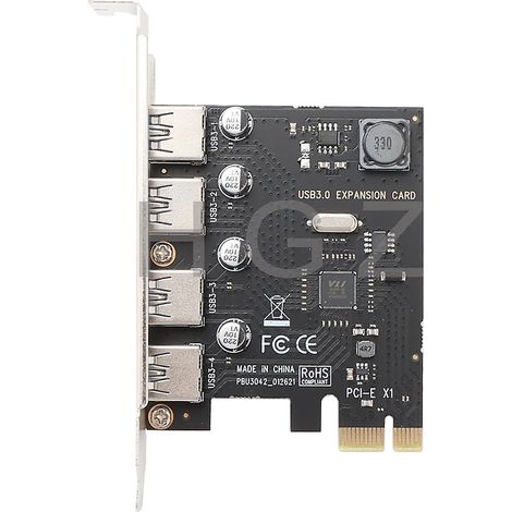 Carte d'extension PCI-E 1x vers 4 USB 3.0 pour multiplicateur de ports pour PC de minage de Bitcoin (1/4)