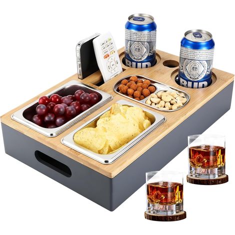 Snack Box, Boîte à goûter avec Compartiment de Rangement divisable Plateau Canapé De Collation, boîte à goûter, Plateau de canapé, étagère à vin, Bol à collation, Snack-Bar (1/5)