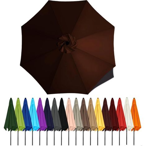 Auvent De Remplacement Pour Parasol De Terrasse, Toile De Parasol Pour Cour Jardin Plage, Protection UV Housse De Rechange(Dark brown,2.5m - 8Ribs)