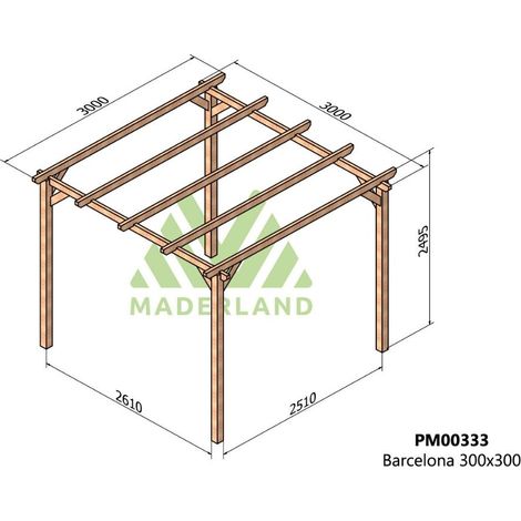 Pérgola de Madera Maciza Barcelona (Maderland) - Gardeneas - 300 x 300 cm (1/3)